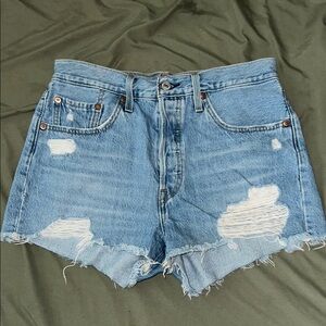 Levi's Light Blue Distressed Jean Shorts